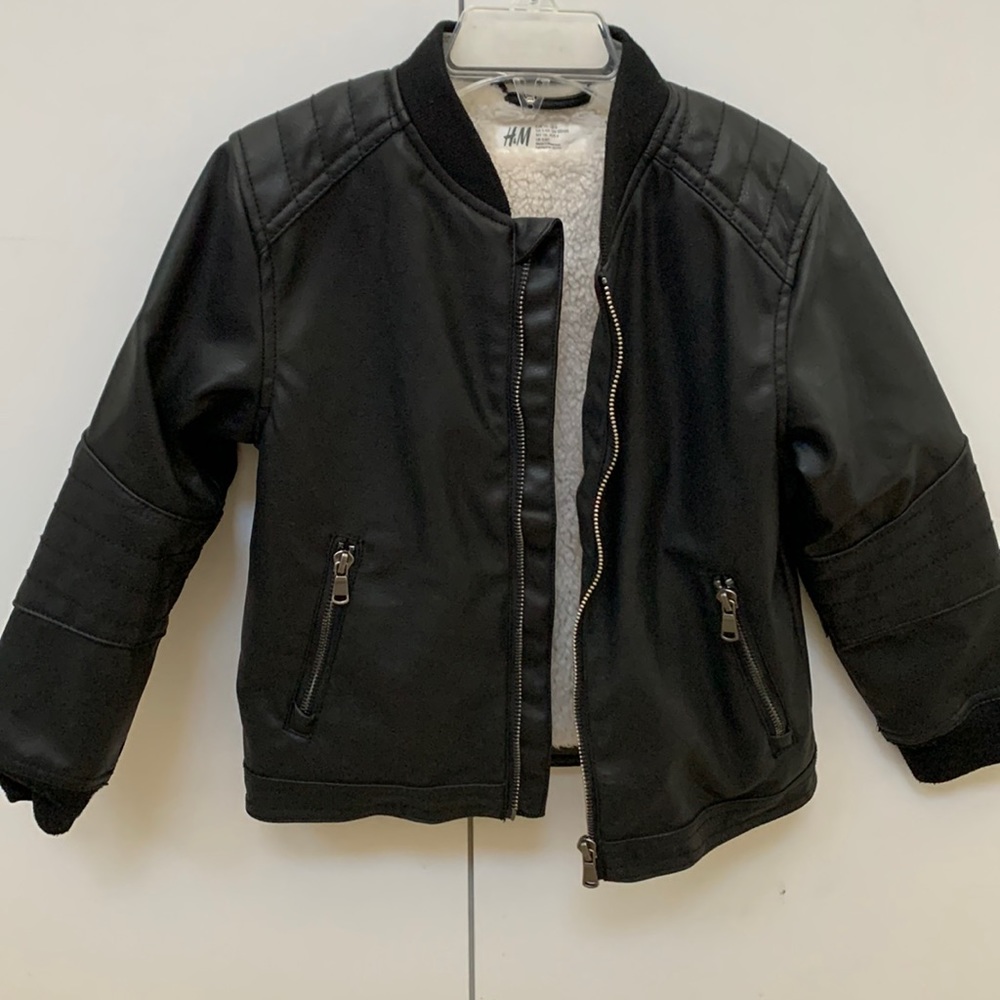 Black faux leather jacket size 5-6 boys by H&M